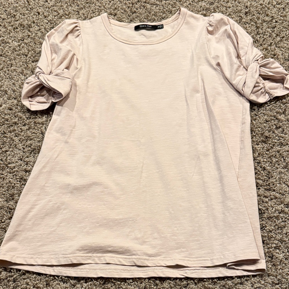 Puff Sleeve Tee in Light Pink